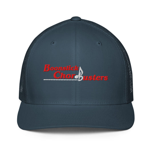 Boonslick Chordbusters — Closed-Back Trucker Cap | Flexfit 6511 (Black/White)