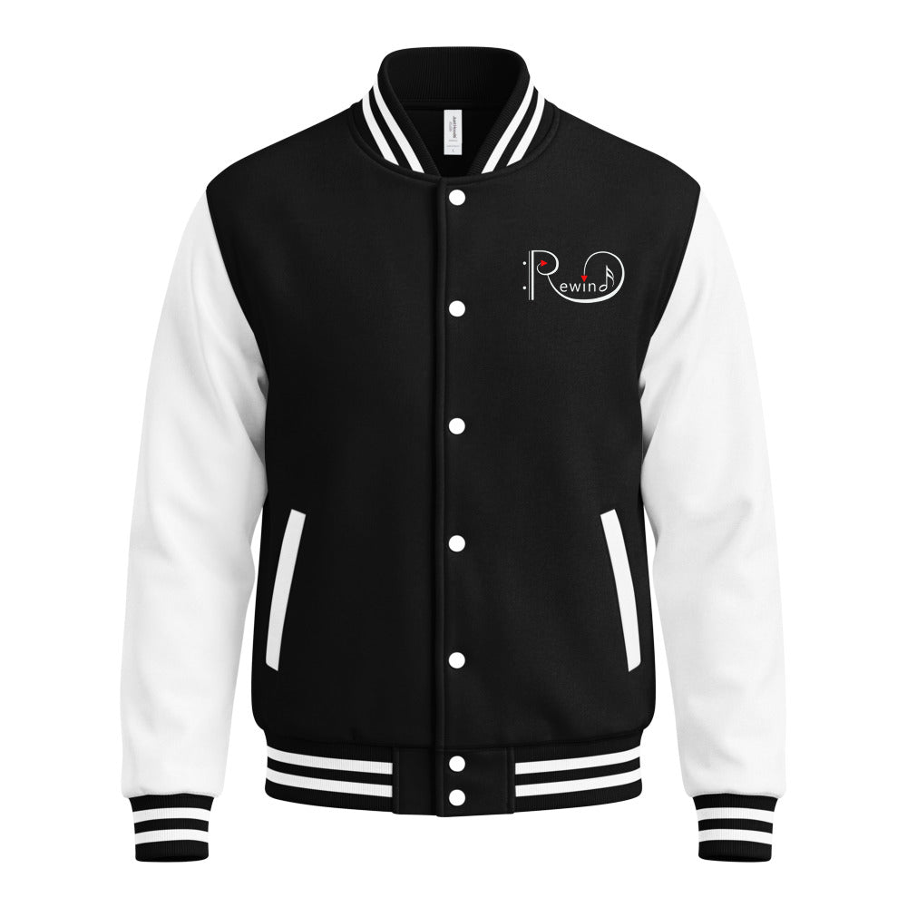 Rewind — Unisex Heavyweight Letterman Jacket | AWDis JH043 (Jet Black/Arctic White)