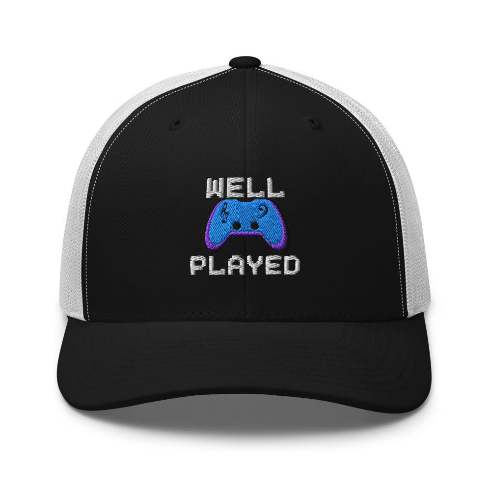 Well Played — Retro Trucker Hat | Yupoong 6606 (Black/ White)