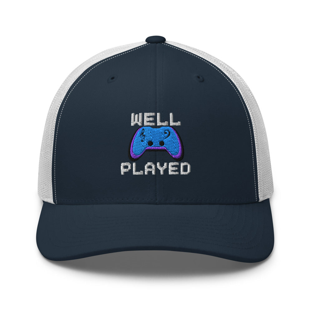 Well Played — Retro Trucker Hat | Yupoong 6606 (Black/ White)