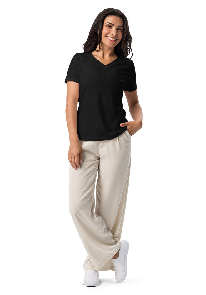 Meadowlark — Women's Relaxed V-Neck T-Shirt | Bella Canvas 6405CVC (Berry)