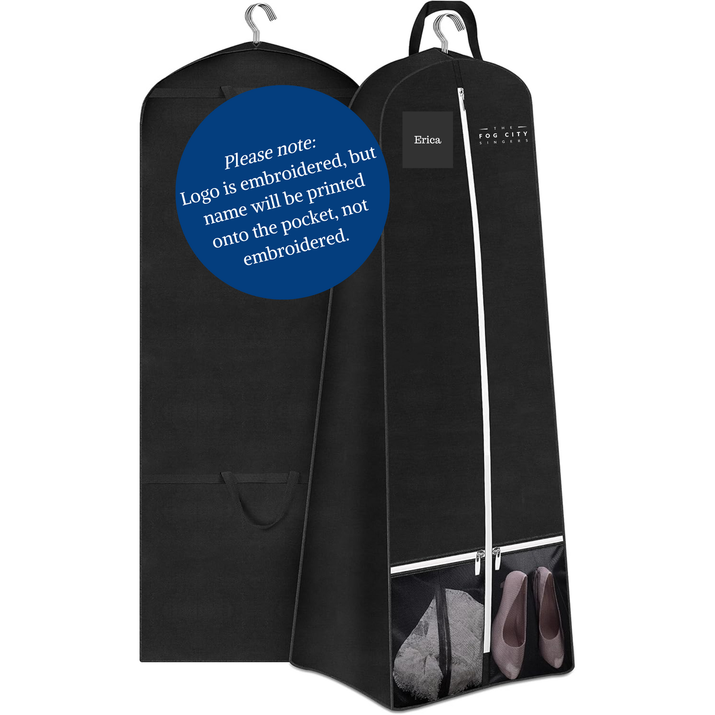 Fog City - Embroidered Extra long Garment Bags for Dresses, Coats, Suits, etc.