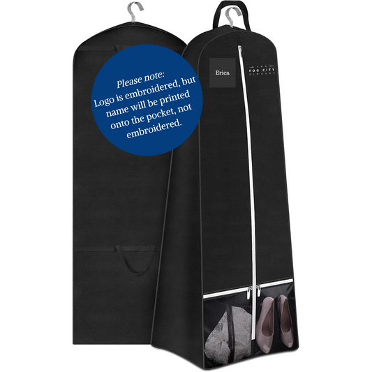 Fog City - Embroidered Extra long Garment Bags for Dresses, Coats, Suits, etc.