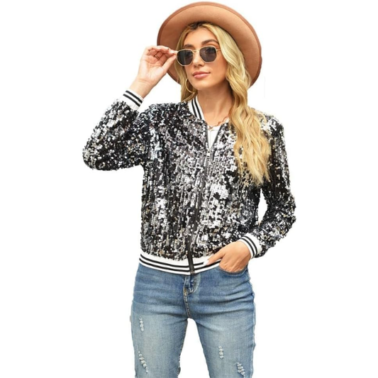 Space City Sound - Embroidered Sequin Bomber Jacket