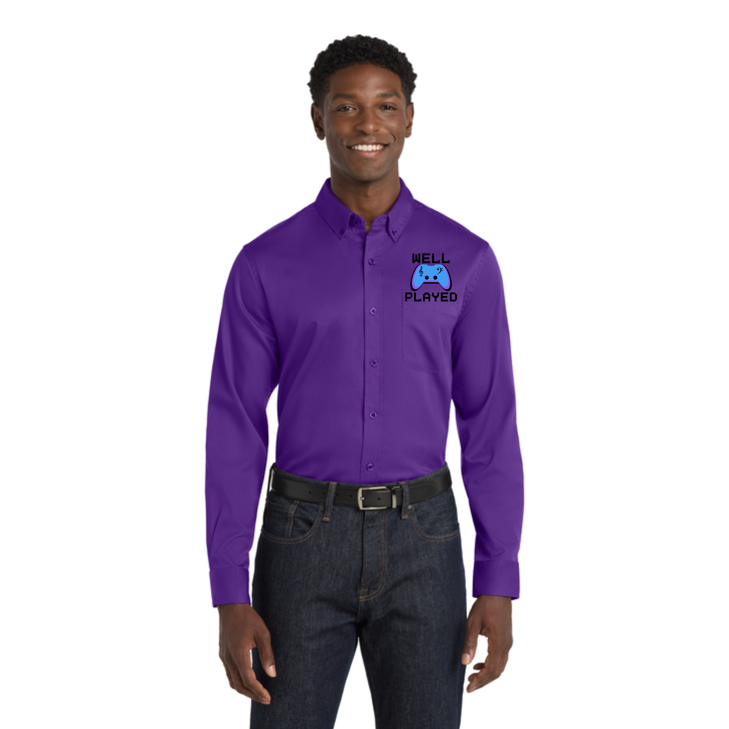 Well Played -  Embroidered Long Sleeve SuperPro React™ Twill Shirt