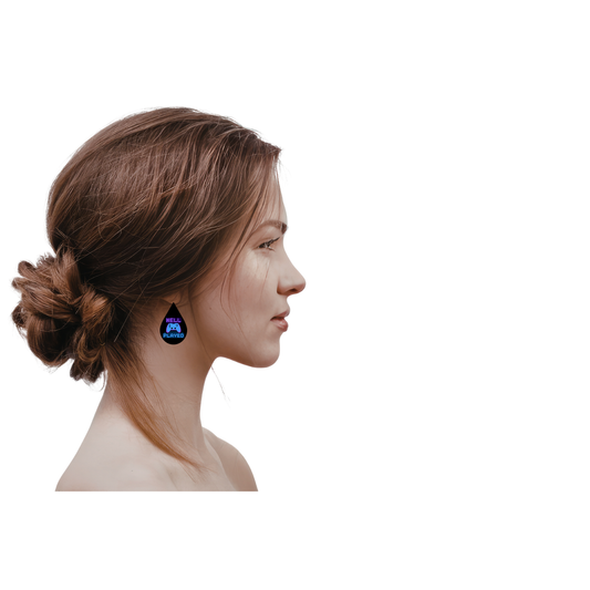 Well Played - Sterling Silver and Wood - printed Tear Drop Earrings