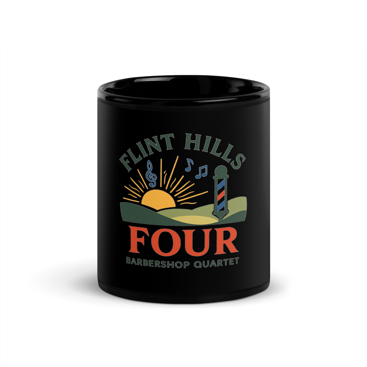 Flint Hills Four — Black Glossy Mug (Black)