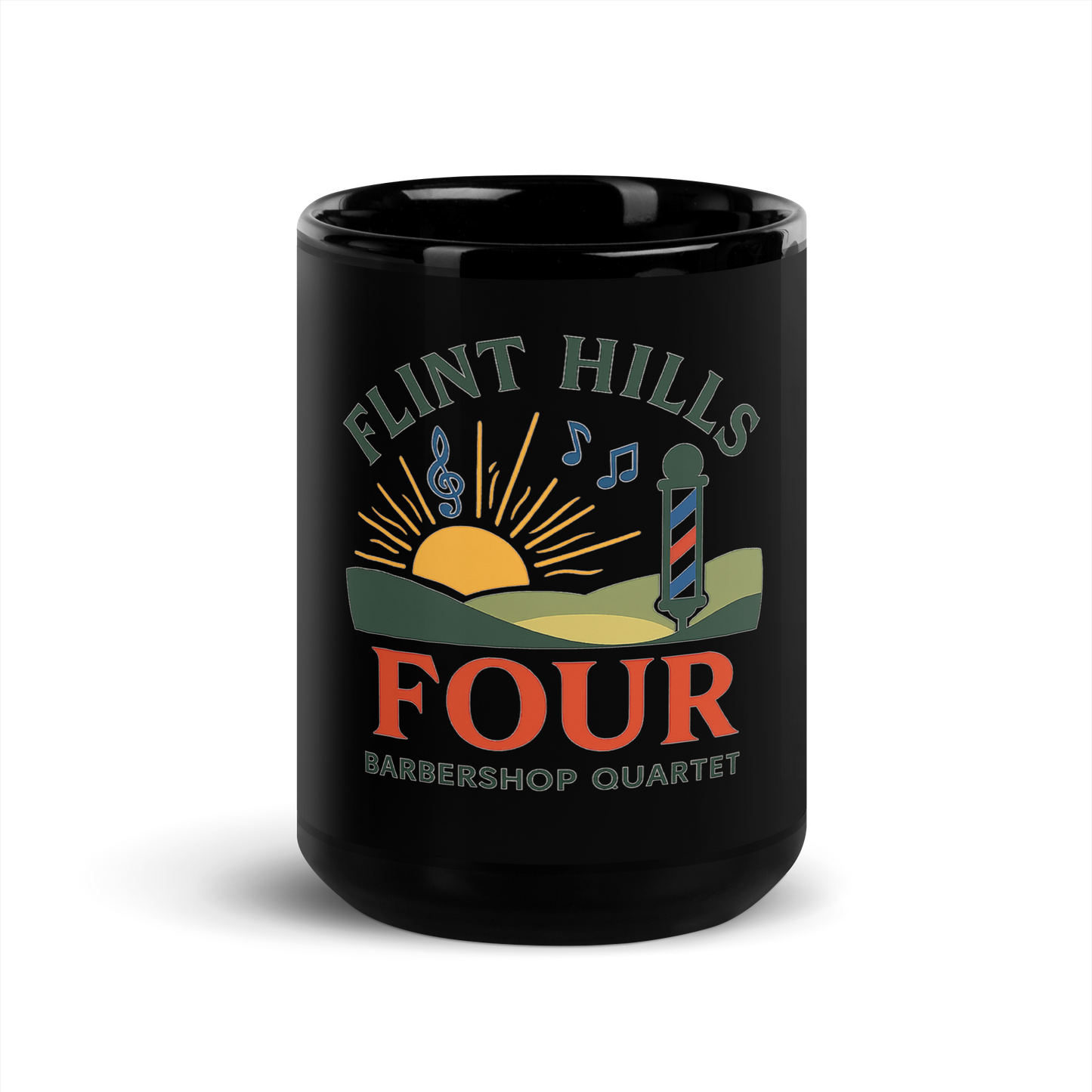 Flint Hills Four — Black Glossy Mug (Black)
