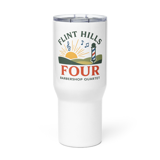 Flint Hills Four — Travel Mug with a Handle (White)