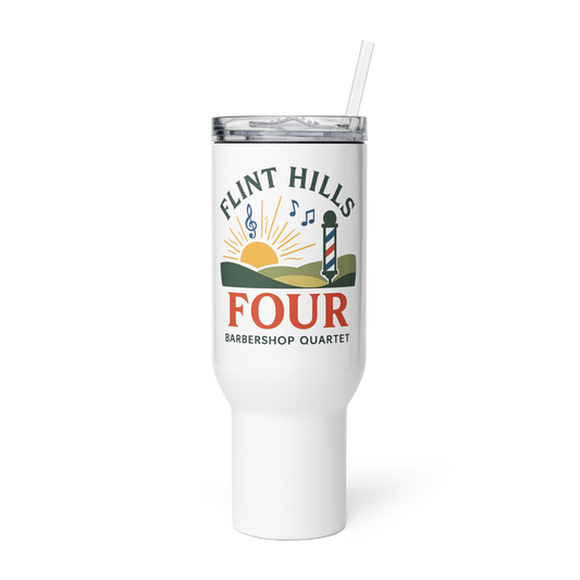 Flint Hills Four — Travel Mug with a Handle (White)